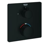 Grohe Grohtherm mitigeur de douche thermostatique, pour Rapido SmartBox, 1 robinet d'arrêt, noir mat, angulaire, 1022152430, 1022152430