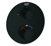 Grohe Grohtherm mitigeur de douche thermostatique, pour Rapido SmartBox, 1 robinet d'arrêt, noir mat, rond, 1022122430, 1022122430