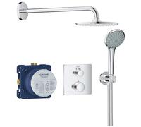 GROHE Grohtherm Set Doccia da Incasso, Miscelatore Termostatico 2 Vie, Soffione Rainshower Cosmopolitan 210, Manopola Euphoria, Finitura Squadrata, Cromo, 34734000