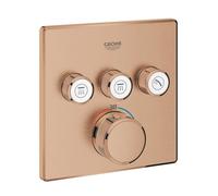 GROHE Grohtherm SmartControl Miscelatore Termostatico per doccia o vasca (installazione finale per Rapido SmartBox, 3 valvole, regolazione dell'acqua, forma quadrata), oro rosa spazzolato, 29126DL0