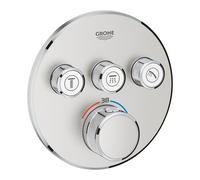 Termostato Grohe Grohe Grohtherm SmartControl Thermostat con tre valvole di intercettazione, rosone a parete tonda, colorazione: super acciaio