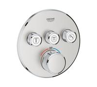 Termostato Grohe Grohe Grohtherm SmartControl Thermostat con tre valvole di intercettazione, rosone a parete tonda, colorazione: super acciaio