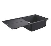 Grohe K400 Lavello in Materiale Composito con Gocciolatoio, Vasca Singola e Gocciolatoio, Granite Black, 100 x 50 cm