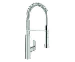 GROHE K7 Mitigeur monocommandé pour évier, saillie 234mm, orientable, douchette professionnelle, double jet, hauteur 539mm, 31379DC0, 31379DC0, Colorazione: super acciaio