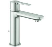 Grohe Lineare Mitigeur monocommandé pour lavabo, S-Size, vidage à tirette, saillie 128mm, 32114DC1, 32114DC1, Colorazione: super acciaio