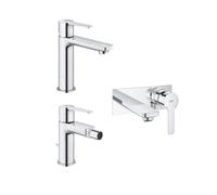 Grohe Lineare Set 3 Miscelatori Monocomando per Lavabo Bidet e Vasca Cromo