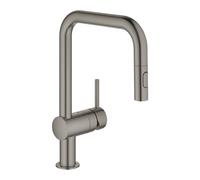 Grohe Minta miscelatore monocomando per lavello con doccino estraibile, colore grafite spazzolato - 32322AL2