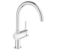 GROHE Minta - Miscelatore per lavello cucina (installazione monoblocco, leva singola, bocca a C, angolo di rotazione 0°/150°/360°, cartuccia in ceramica 46 mm), misura 356 mm, cromo, 32917000