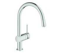 GROHE Minta Mitigeur monocommandé pour évier, portée 215mm, bec en C, pivotant, extractible, 32918DC0, 32918DC0, Colorazione: super acciaio