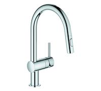 GROHE Minta Mitigeur monocommandé pour évier, portée 223mm, bec en C, extractible, Easy Docking, pivotant, double douchette d'évier, 32321002, 32321002, Colorazione: cromo
