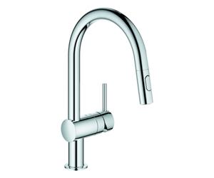 GROHE Minta Mitigeur monocommandé pour évier, portée 223mm, bec en C, extractible, Easy Docking, pivotant, double douchette d'évier, 32321002, 32321002, Colorazione: cromo