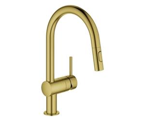 GROHE Minta Mitigeur monocommandé pour évier, portée 223mm, bec en C, extractible, Easy Docking, pivotant, double douchette d'évier, 32321GN2, 32321GN2, Colorazione: fresco sorgere del sole spazzolato