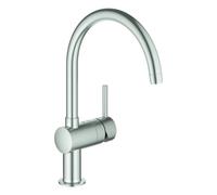 GROHE Minta Mitigeur monocommandé pour évier, portée 223mm, bec en C, pivotant, 32917DC0, 32917DC0, Colorazione: super acciaio