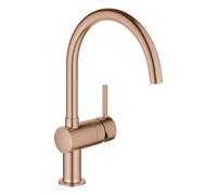GROHE Minta Mitigeur monocommandé pour évier, portée 223mm, bec en C, pivotant, 32917DL0, 32917DL0, Colorazione: tramonto caldo spazzolato
