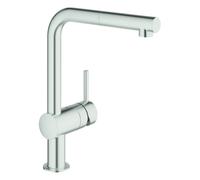 GROHE Minta Mitigeur monocommandé pour évier, portée 223mm, bec en L, pivotant, extractible, 32168DC0, 32168DC0, Colorazione: super acciaio