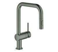 GROHE Minta Mitigeur monocommandé pour évier, bec en U, avec douchette extractible Dual, 32322AL2, 32322AL2, Colorazione: grafite dura spazzolata