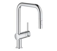 GROHE Minta Mitigeur monocommandé pour évier, bec en U, avec douchette extractible Dual, 32322002, 32322002, Colorazione: cromo