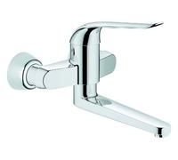 Grohe, Miscelatore monocomando per lavabo EuroPro, montaggio a muro, 170 mm, Grigio (Cromo), 32773000