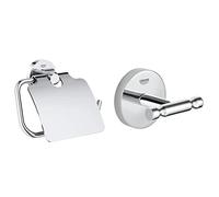GROHE Porta Rotolo Essentials Cromo 40367001, Cromo + Grohe Gancio Baucosmopolit
