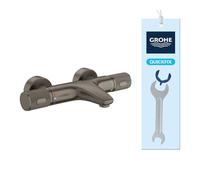 GROHE Precision Feel - Miscelatore Termostatico Vasca a Parete con CoolTouch (Deviatore Vasca/Doccia, Impugnatura Zigrinata, Pulsante di Sicurezza a 38°C), Grigio Antracite Spazzolato, 34788AL0