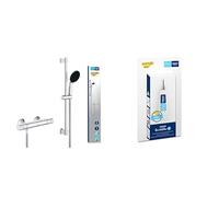 GROHE Precision Start & QuickGlue S - Set doccia termostatico esterno (doccia tonda 11 cm 1 getto, flessibile 1,75 m, asta doccia 60 cm, funzioni di sicurezza, risparmio idrico), cromo, 34597001