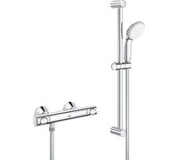GROHE QUICKFIX, Precision Flow Miscelatore termostatico per doccia, con tecnologia Water Saving e GROHE Ecobutton, con manopola Vitalio Go, Cromo, 34841000