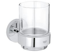 GROHE Start QuickFix cristallo con supporto (metallo e vetro, fissaggio nascosto, viti e tasselli inclusi, facilissimo da montare con GROHE QuickGlue), dimensioni 106 x 99 mm, cromo, 41194000