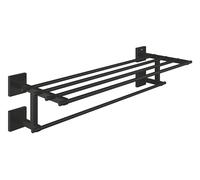 GROHE Quickfix Start Cube, Portasciugamani Multiplo Metallo, Fissaggio Nascosto, Viti e Tasselli Inclusi, Misura 60 Cm, Nero Opaco, 410992430