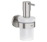 GROHE Start QuickFix dispenser di sapone con supporto (metallo e vetro, quantità di riempimento 160 ml, viti e tasselli inclusi, facile da montare con GROHE QuickGlue), 41195DC0