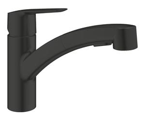 GROHE QuickFix Start - Miscelatore da lavello con doccetta estraibile, doppio getto, angolo di rotazione 90°, nero opaco 305312431