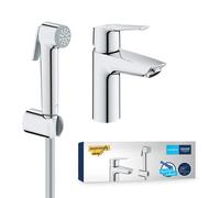 Grohe QuickFix Start miscelatore lavabo, taglia S, con manopola doccia, supporto e flessibile, finitura cromo - 23123003