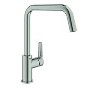 GROHE QUICKFIX Start Rubinetto Miscelatore Monocomando per Lavello, Satinato, Bocca a "U", Strumento di Installazione Incluso