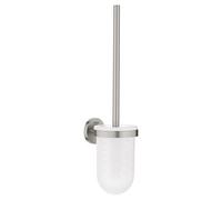 GROHE QuickFix Start, Set scopino per WC metallo e vetro, fissaggio a parete nascosto, viti e tasselli inclusi, montaggio facile con GROHE QuickGlue, 398 mm, Super Steel, 41185DC0