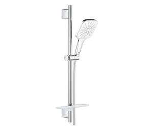 Grohe Rainshower 130 SmartActive Cube 26584LS0 - Set Asta Doccia, 3 Getti, Ecojoy Portata Limitata a 9.5l/min, Squadrato, Bianco