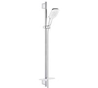 Grohe Rainshower SmartActive Cube - Set doccetta 130 9,5 l/min, 3 getti, asta 900 mm e flessibile, bianco luna 26587LS0