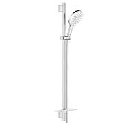 Grohe Rainshower 150 SmartActive 26594LS0 - Set Asta Doccia a 3 Getti, Ecojoy Portata Limitata a 9.5l/min, Rotondo, Bianco