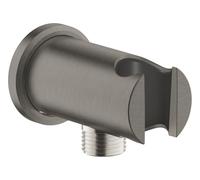 GROHE Rainshower 26658AL0 - Raccordo a gomito con supporto per doccetta e rosetta rotonda Ø 48 mm, attacco maschio 1/2", montaggio a parete, protezione contro il riflusso, antracite