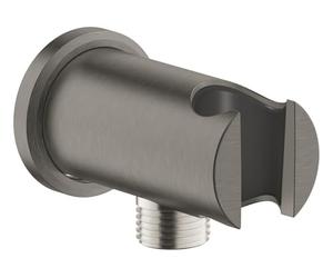 GROHE Rainshower 26658AL0 - Raccordo a gomito con supporto per doccetta e rosetta rotonda Ø 48 mm, attacco maschio 1/2", montaggio a parete, protezione contro il riflusso, antracite