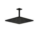 GROHE Rainshower 310 Mono Cube Set Soffione (A Soffitto, Soffione Risparmio Idrico 310mm con Braccio 142mm, Spray PureRain), Forma Quadrata, Nero Opaco