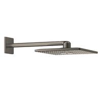 GROHE Rainshower 310 SmartActive Cube Set soffione doccia (braccio 430 mm, soffione 310 mm con 2 getti, sistema anti-calcare), Grigio Antracite Spazzolato, 26479AL0