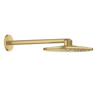 GROHE Rainshower Cosmopolitan 310 Set soffione doccia (braccio 142 mm, soffione 310 mm, risparmio idrico 9,5 l/min, sistema anti-calcare), Oro Spazzolato, 26067GN0