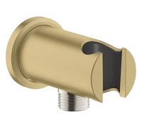 GROHE Rainshower Raccordo erogatore con supporto doccetta e rosetta tonda Ø 48 mm, attacco filettato maschio ½", installazione a parete, protezione contro il riflusso, finitura Oro, 26658GN0