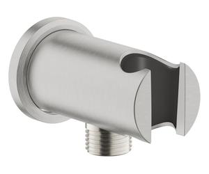 GROHE Rainshower Raccordo erogatore con supporto per doccetta e rosetta tonda Ø 48 mm, attacco filettato maschio da 1/2", installazione a parete, finitura Cromo Spazzolato, 26658DC0
