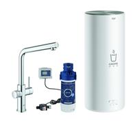 Grohe Red Duo Set robinetterie monocommande pour évier, portée 221mm, bec en L, avec chauffe-eau GROHE Red taille L, 30325001, 30325001, Colorazione: cromo