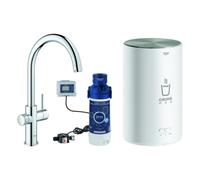 Grohe Red Duo Set robinetterie monocommande pour évier, portée 224mm, bec C, avec chauffe-eau GROHE Red taille M, 30083001, 30083001, Colorazione: cromo