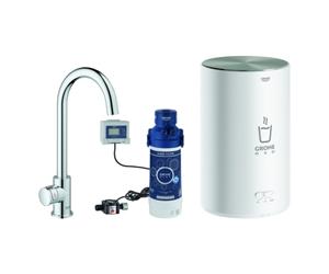 GROHE Red Mono Set robinets d'eau froide, portée 153mm, bec C, avec GROHE Red chauffe-eau taille M, 30085001, 30085001, Colorazione: cromo