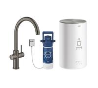 Grohe Red - Miscelatore da lavello Duo con bollitore e dispositivo di filtraggio, cisterna M, Hard Graphite spazzolata 30083AL1