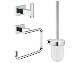 GROHE Set Accessori Bagno 3-In-1 Essentials Cube New, Cromo, Rettangolare, 40757001