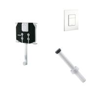 GROHE Set Cassetta di Scarico Ad Incasso per WC 38863000 + Placca di Comando WC, Bianco 38732SH0 + Canotto di Collegamento per Vaso, Bianco 37103SH0