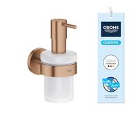 GROHE Start 41195DL0 - Dispenser di sapone con supporto in metallo e vetro, 160 ml, fissaggio a scomparsa, viti e tasselli, colore: bronzo spazzolato